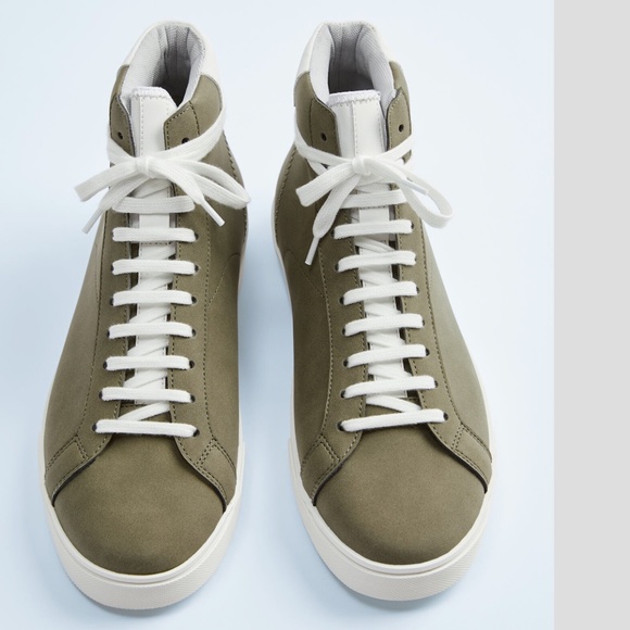 NWT ZARA MEN'S KHAKI HIGH-TOP SNEAKERS - Picture 2 of 4